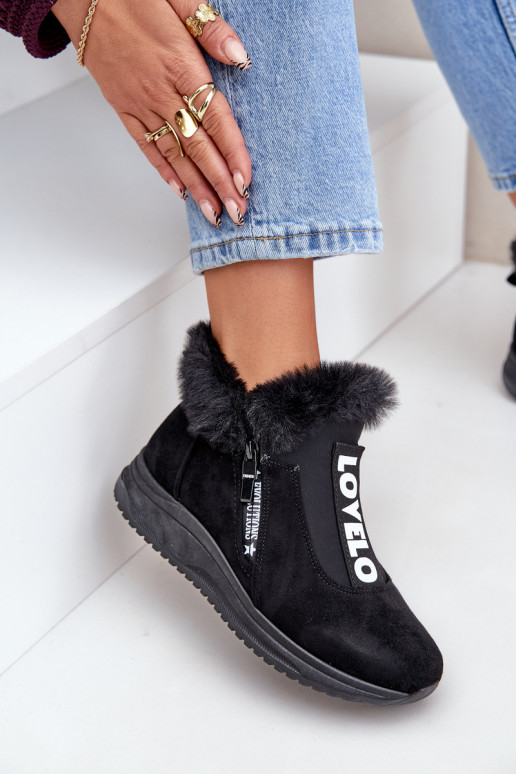 Sneakersy Botki Damskie Z Futerkiem Czarne Zeriana Sneakersy Botki Damskie Z Futerkiem Czarne Zeriana
