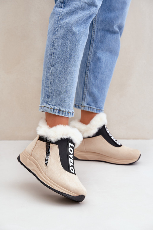 Women Sneaker Ankle Boots With Fur Beige Zeriana Women Sneaker Ankle Boots With Fur Beige Zeriana