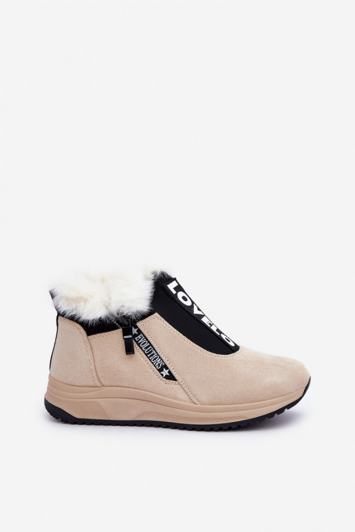 Women Sneaker Ankle Boots With Fur Beige Zeriana Women Sneaker Ankle Boots With Fur Beige Zeriana