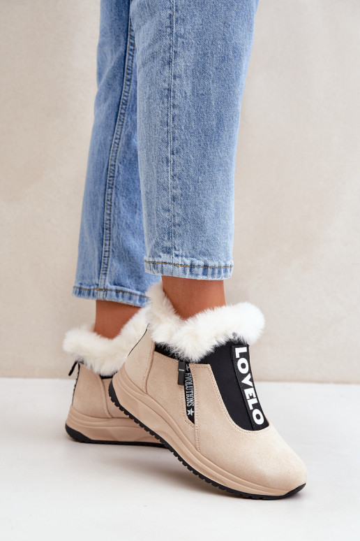Women Sneaker Ankle Boots With Fur Beige Zeriana Women Sneaker Ankle Boots With Fur Beige Zeriana