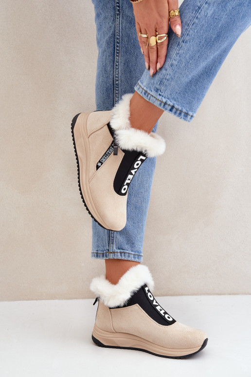 Women Sneaker Ankle Boots With Fur Beige Zeriana Women Sneaker Ankle Boots With Fur Beige Zeriana