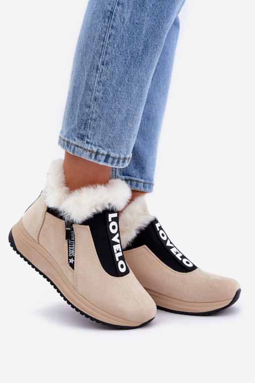 Women Sneaker Ankle Boots With Fur Beige Zeriana Women Sneaker Ankle Boots With Fur Beige Zeriana