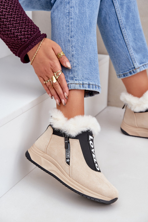 Women Sneaker Ankle Boots With Fur Beige Zeriana Women Sneaker Ankle Boots With Fur Beige Zeriana