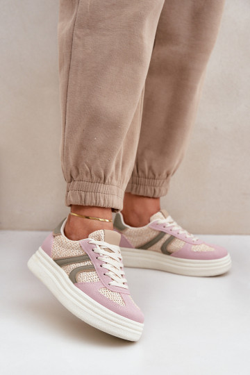 Sneakersy Damskie Z Plecionką Na Platformie Multikolor Lesida 2