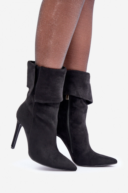 Stiletto Boots With Turned Shaft Black Luxira Stiletto Boots With Turned Shaft Black Luxira
