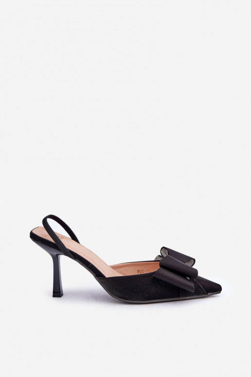 Fabric Heels With Bow Black Selatea Fabric Heels With Bow Black Selatea