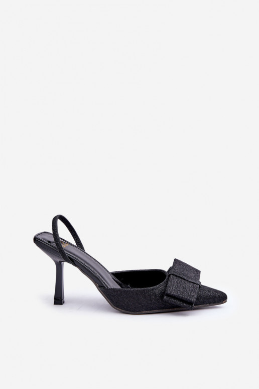 Shiny High Heels With Bow Black Gredan Shiny High Heels With Bow Black Gredan