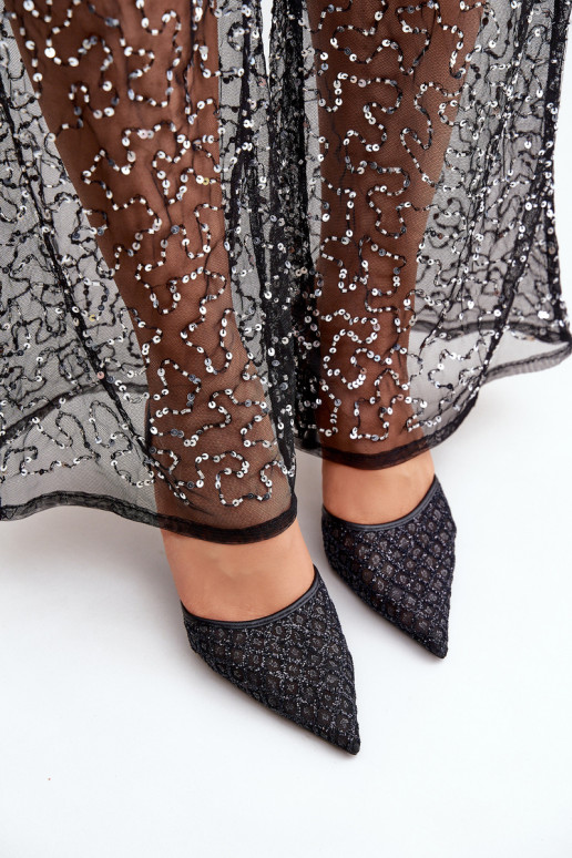 Heels With Open Back Decorated With Glitter Black Berilae Heels With Open Back Decorated With Glitter Black Berilae
