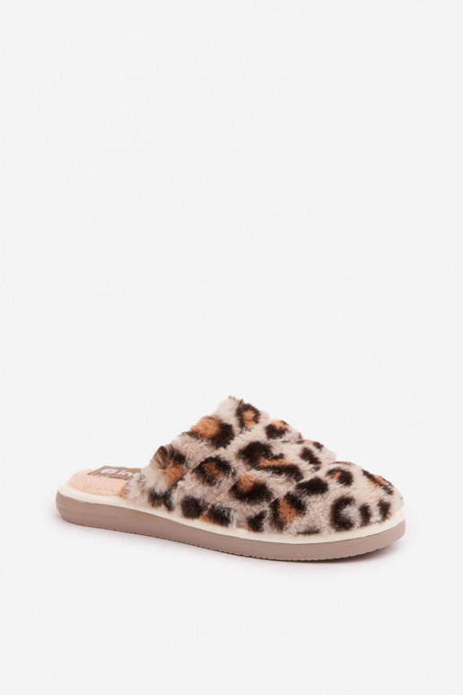 Faux Fur Slippers Panther Beige Inblu EK000008 Faux Fur Slippers Panther Beige Inblu EK000008