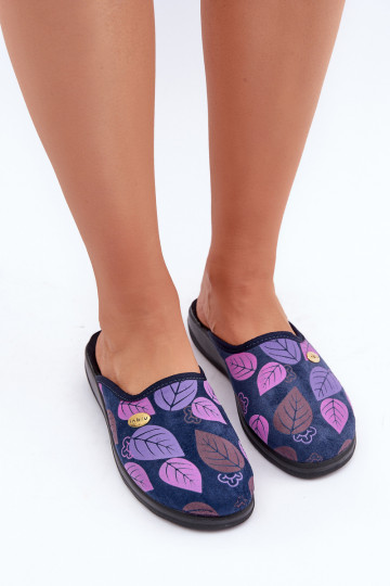 Comfortable Women's Slippers with Leaves Inblu CU00005F Dark Blue 2