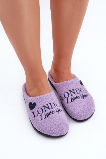 Home Footwear Ladies Slippers With Print And Fur Type Lamb Purple Inblu ET000027 2