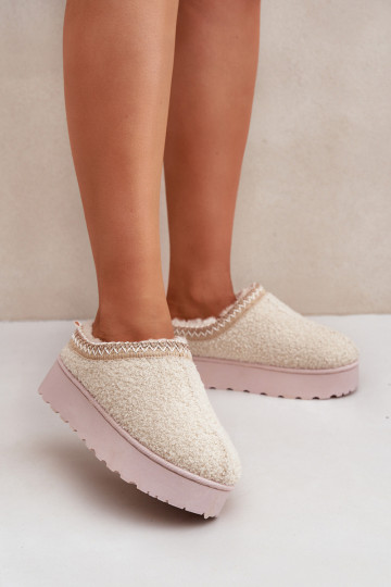 Women's Snow Boots On Platform With Embroidery Light Beige Tirissa 2