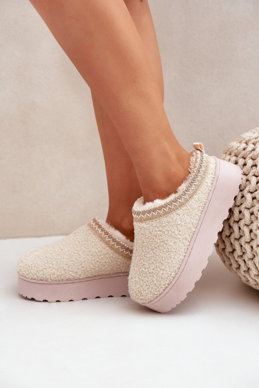 Women's Snow Boots On Platform With Embroidery Light Beige Tirissa