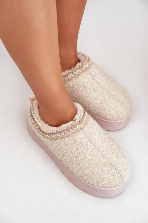 Women's Snow Boots On Platform With Embroidery Light Beige Tirissa