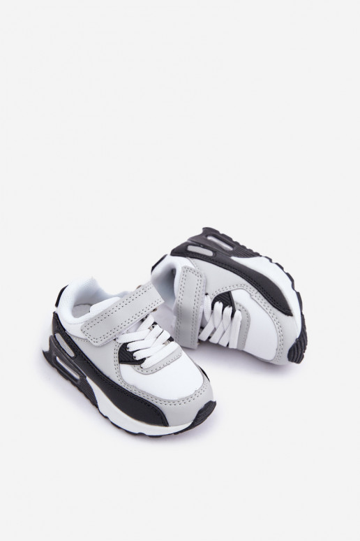 Children's Leather Sports Shoes On Platform Black-White Lori