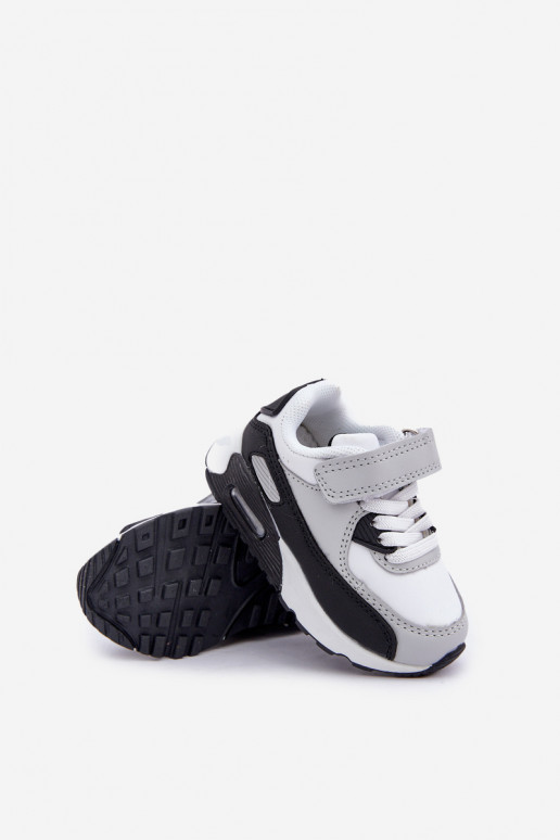 Children's Leather Sports Shoes On Platform Black-White Lori