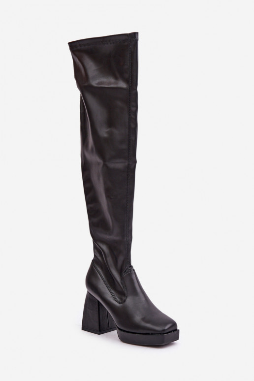 Fitted knee-high heeled boots dark brown Sanniraen
