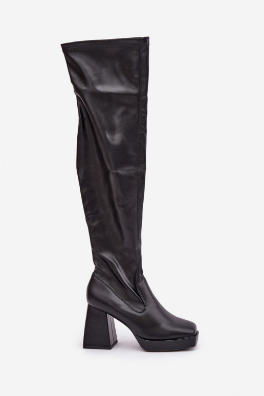 Fitted knee-high heeled boots dark brown Sanniraen