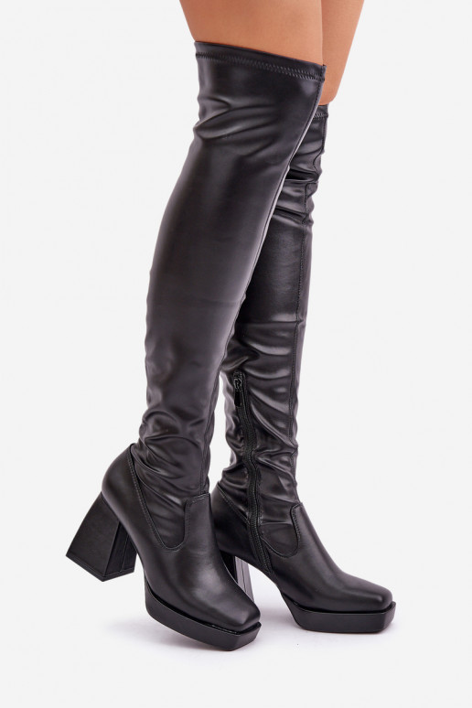 Fitted knee-high heeled boots dark brown Sanniraen