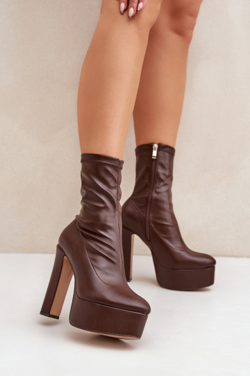 High Heel And Platform Boots Dark Brown Tennira 2