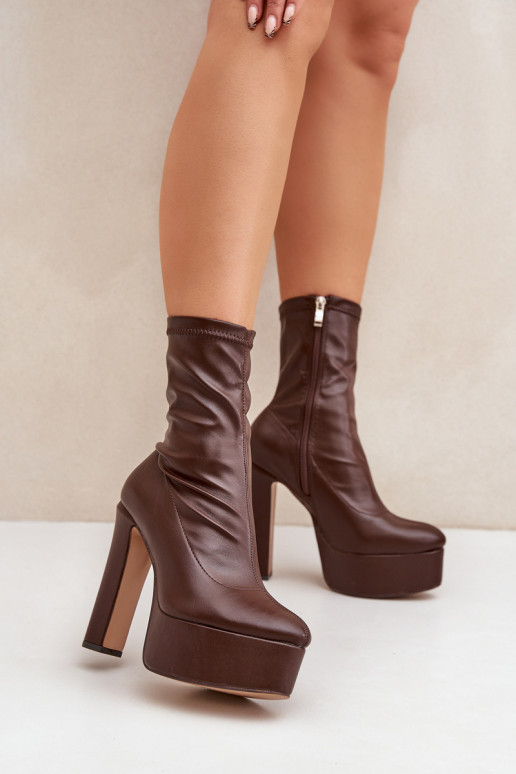 High Heel And Platform Boots Dark Brown Tennira High Heel And Platform Boots Dark Brown Tennira