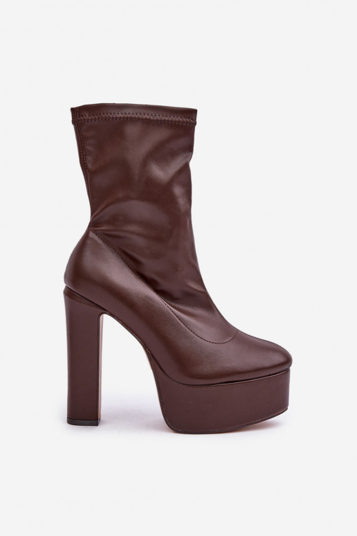 High Heel And Platform Boots Dark Brown Tennira High Heel And Platform Boots Dark Brown Tennira