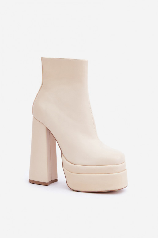 Boots On Massive Platform And Heel Insulated Light Beige Selahra