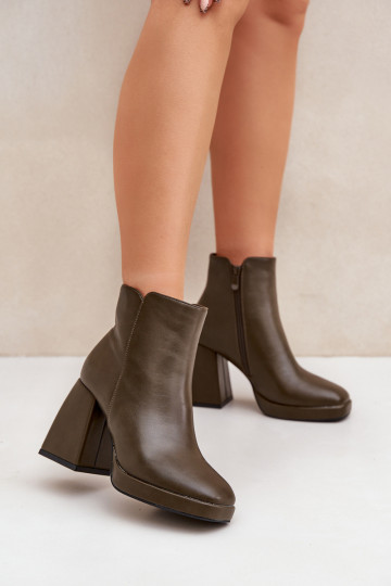 High Heel Block Heels Eco Leather Dark Green Selarae 2