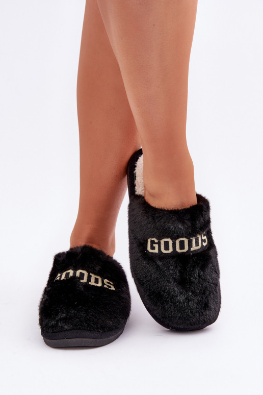Women's Slippers With Fur And Print Black Kalelia Women's Slippers With Fur And Print Black Kalelia