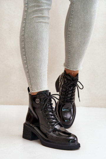 Leather Patent Ankle Boots...