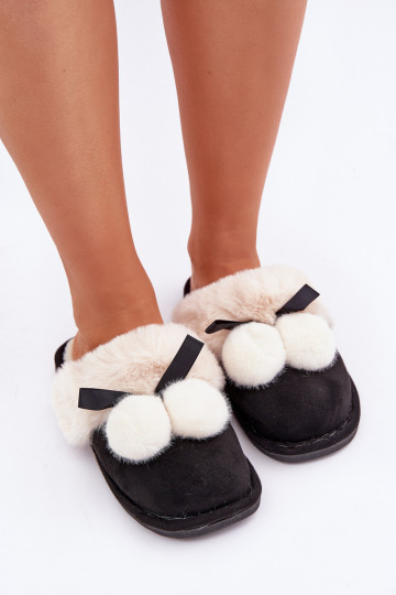 Ladies Slippers With Fur Black Nartani 2