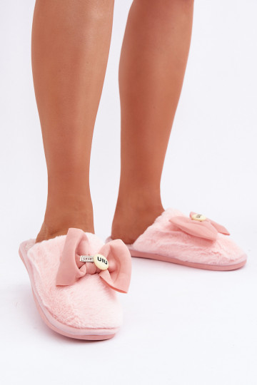 Women's Slippers With Fur And Bow Pink Olfedi 2