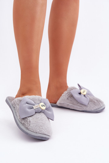 Women's Slippers With Fur And Bow Grey Olfedi 2