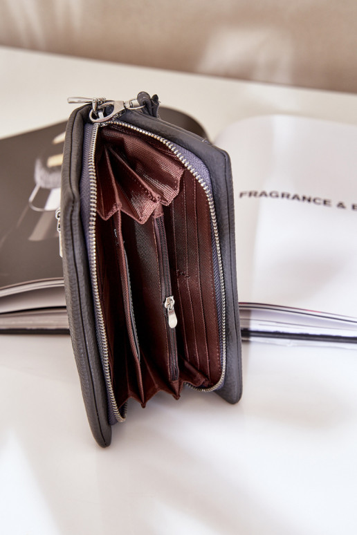 Duży Portfel Damski Z Tłoczeniem Eko Skóra Szary Martiel Duży Portfel Damski Z Tłoczeniem Eko Skóra Szary Martiel