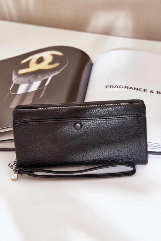 Duży Portfel Damski Z Tłoczeniem Eko Skóra Czarne Martiel Duży Portfel Damski Z Tłoczeniem Eko Skóra Czarne Martiel