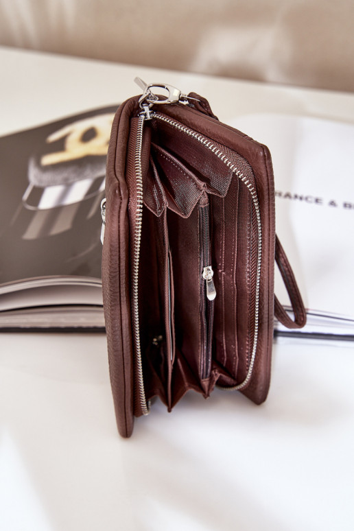 Large Women's Wallet With Embossing Eco Leather Chocolate Martiel Large Women's Wallet With Embossing Eco Leather Chocolate Martiel