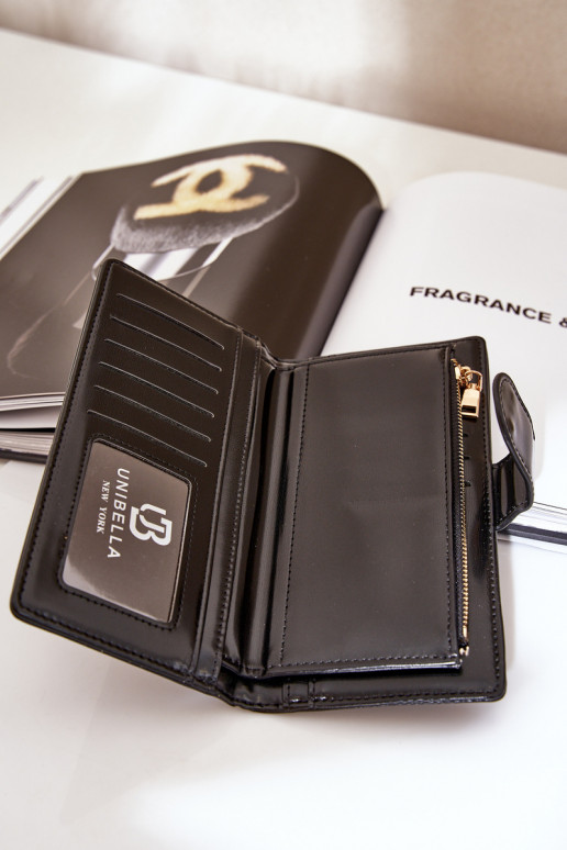 Portfel Damski Z Eko Skóry Czarny Kalinessa Portfel Damski Z Eko Skóry Czarny Kalinessa