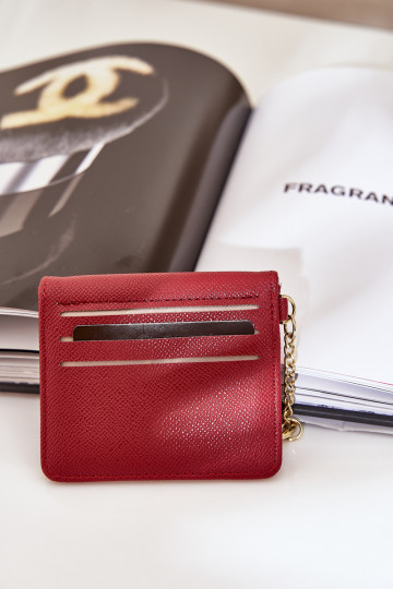 Card Holder With Gold Keychain Eco Leather Burgundy Iritinme 2