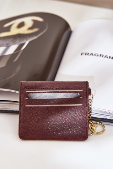 Card Holder With Golden Keychain Eco Leather Brown Iritinme 2