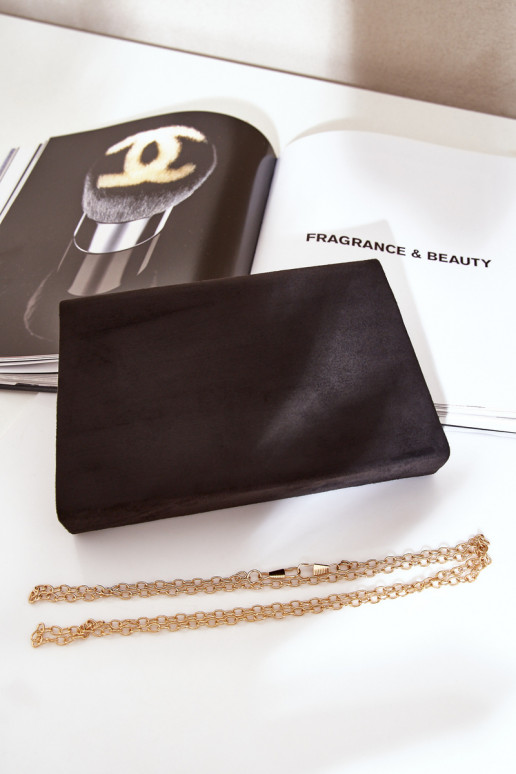 Clutch Bag With Decorative Heart Eco Suede Black Evilinas