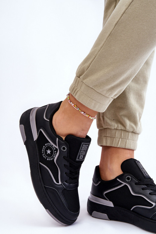 Damskie Sportowe Buty Big Star LL274443 Czarno-Szare