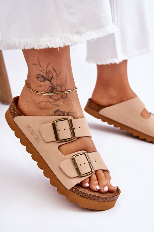 Classic Women's Big Star Slippers LL274478 Beige Classic Women's Big Star Slippers LL274478 Beige