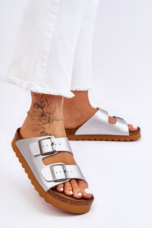 Klasyczne Damskie Klapki Big Star LL274476 Srebrne