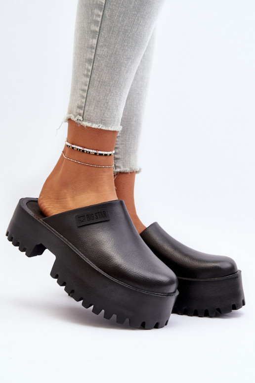 Women's Slides with Chunky Sole Big Star NN274014 Black Women's Slides with Chunky Sole Big Star NN274014 Black