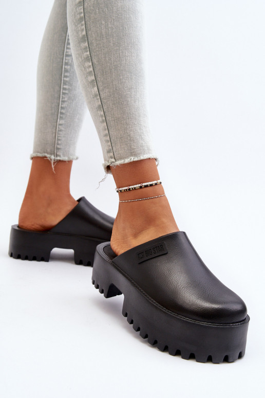 Women's Slides with Chunky Sole Big Star NN274014 Black Women's Slides with Chunky Sole Big Star NN274014 Black