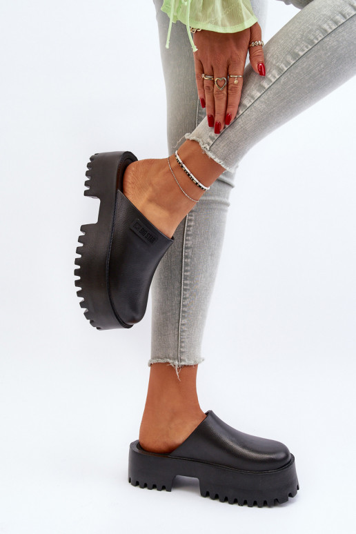 Women's Slides with Chunky Sole Big Star NN274014 Black Women's Slides with Chunky Sole Big Star NN274014 Black