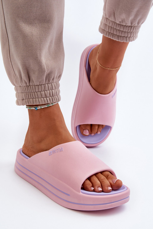 Klapki Damskie Na Platformie Big Star NN274A035 Różowe