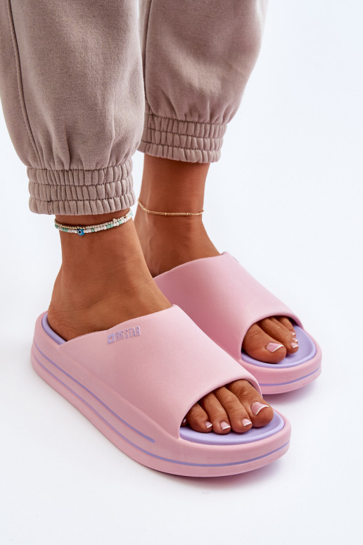 Klapki Damskie Na Platformie Big Star NN274A035 Różowe
