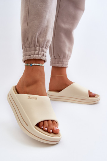 Klapki Damskie Na Platformie Big Star NN274A034 Beżowe