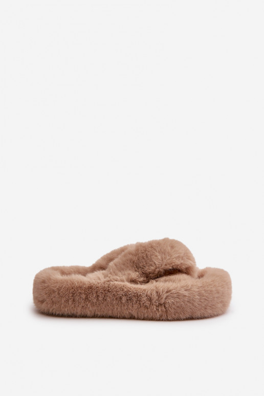 Womens Fur Slippers On Thick Sole...